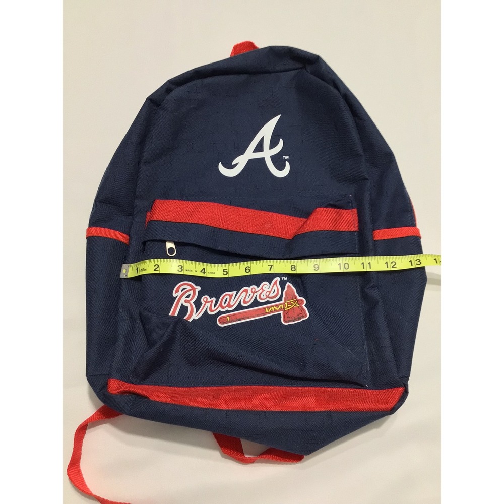 Atlanta Braves MLB Navy Blue Red Canvas Backpack School Travel Bag Tomahawk Logo - Picture 6 of 8